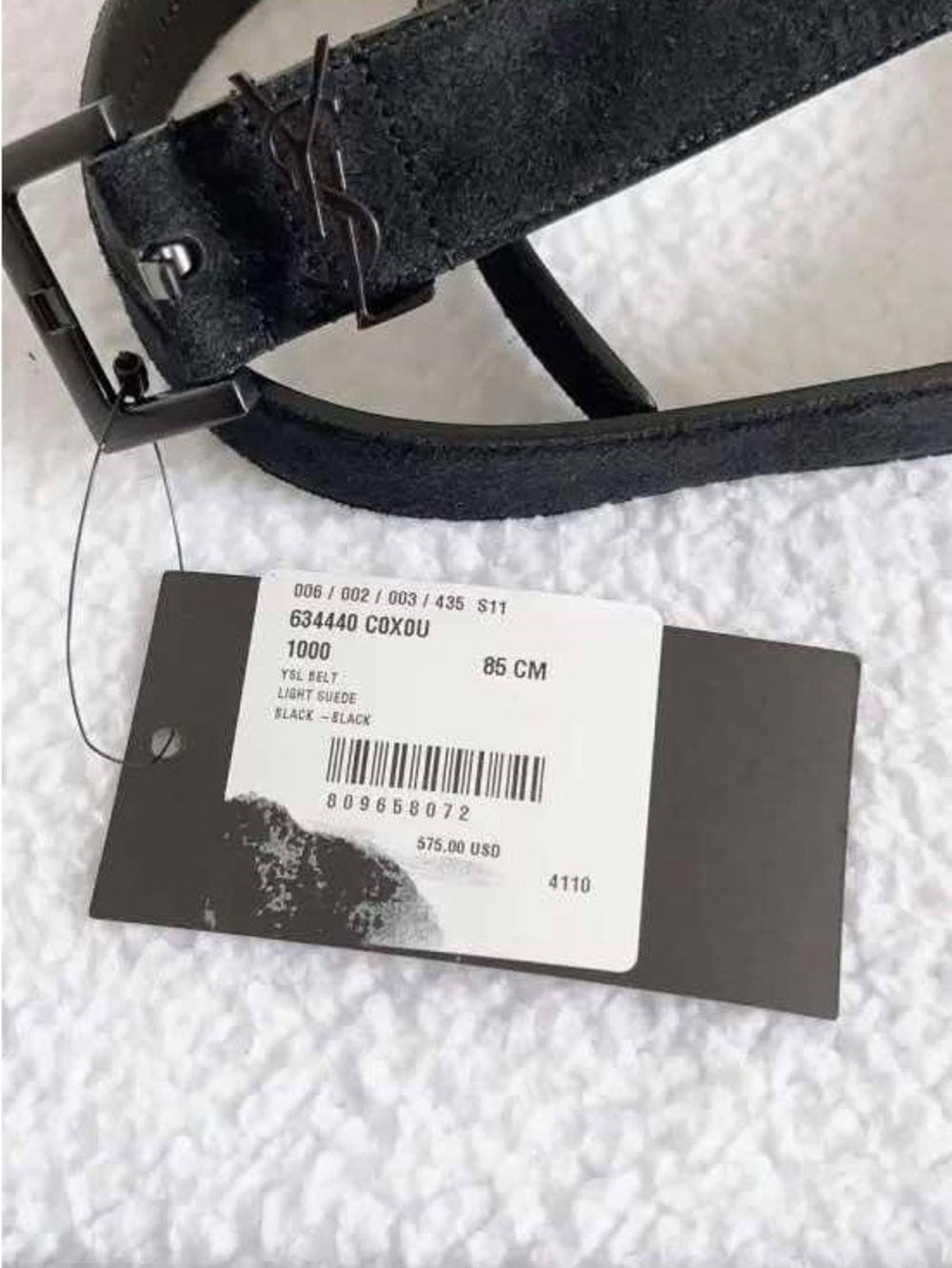 Saint Laurent Black Suede Belt with Logo Buckle